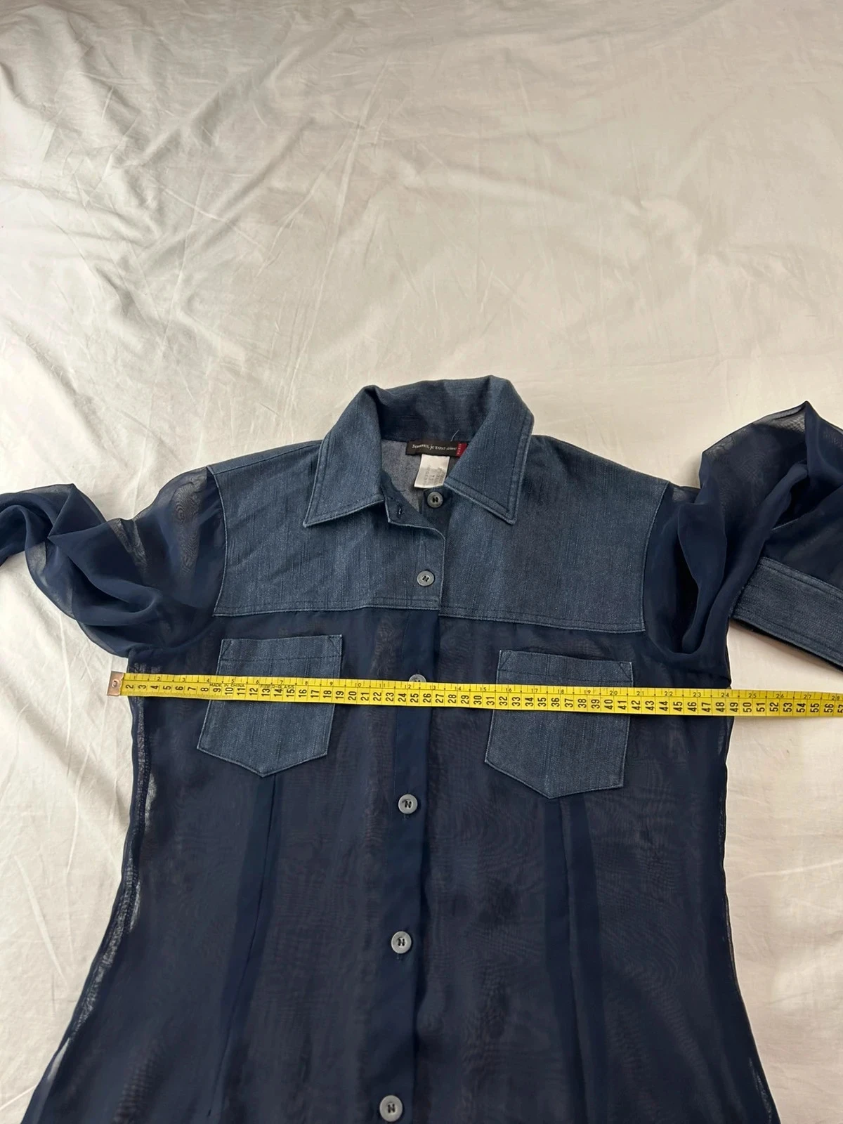 Camisa mujer, te amo azul marino efecto transparente vintage – photo 11